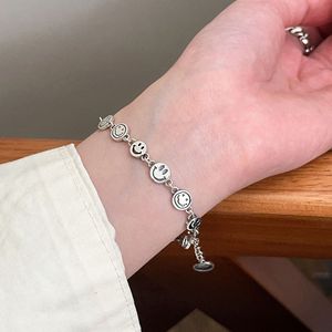 Bracelet en argent sterling S925 avec pendentif visage souriant pour femme, cadeau, bijoux, accessoire de mode - Product Image 1