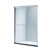 Pintu Kamar Mandi Kaca Tempered Bening 8mm dengan Rangka Aluminium 60"*74" Bersertifikasi SGCC, Desain Modern Minimalis untuk Kamar Mandi Area Basah-Kering