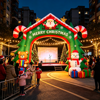 Arche gonflable géante de Noël avec éclairage LED, Père Noël, bonhomme de neige, décoration de Noël pour centre commercial, fête en plein air