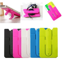 Pochette de téléphone portable en silicone avec logo personnalisé, étui portefeuille, poche adhésive pour l'arrière du téléphone, support de téléphone portable, porte-cartes d'identité et de crédit