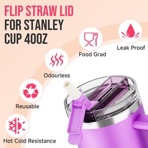 Tapa de Repuesto para Vaso de 40 oz con Pajita Abatible, 100% Hermética y a Prueba de Polvo, Tapa de Tritán para Vaso Quencher - Product Image 6