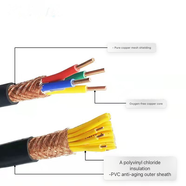 1000 V PVC Insulated Control Cables for Industrial Machinery Yellow Multicores with Copper Core Electric Control Cable