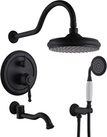 Ensemble de robinets de douche pour baignoire HONGDEC à montage mural, 3 fonctions, système de douche complet avec douche pluie
