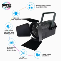 Projecteur Fresnel LED COB 100W CRI≥95 avec Zoom Motorisé, Ventilateur Silencieux, DMX RDM Gratuit pour Théâtre, Studio, Émission TV, Éclairage d'Événements