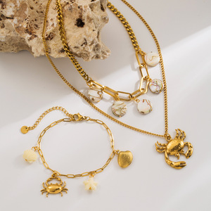 Fashion <strong>Jewelry</strong> Set Beach <strong>Crab</strong> Shell Necklace Bracelet Earrings Fashion Necklace Bracelet Set Wholesale - Product Image 1