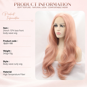 Parrucche Lunghe <span class=keywords><strong>Rosa</strong></span> Chiaro Semintrecciate a Mano, Popolari in Europa e America, Ondulate, in Fibra Sintetica Resistente alle Alte Temperature per Donne - Product Image 6