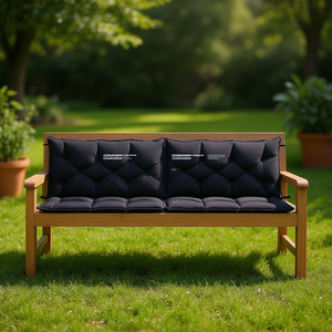 ชุดเบาะรองนั่งสำหรับม้านั่งในสวน ผ้าอ็อกซ์ฟอร์ดสีดำ 2 ชิ้น ใยกลวง ถอดซักได้ ใช้กลางแจ้ง รูปทรงสี่เหลี่ยมผืนผ้า แบบเย็บติดกัน กันน้ำ - Product Image 2