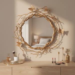 Adore Home M3006 <span class=keywords><strong>Specchio</strong></span> da Parete di Lusso in Rame Massiccio con <span class=keywords><strong>Farfalle</strong></span> 3D e Rami, Decorazione Artistica Fatta a Mano per Hotel, Villa e Casa - Product Image 5