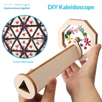 Kit Kaleidoskop Ajaib Berputar DIY untuk Anak Usia 0-3 Bulan, Mainan Kayu Bentuk Geometris untuk Luar Ruangan