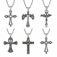 Collier pendentif croix pour homme, vente en gros, style vintage, en acier inoxydable, bijoux religieux tendance, fournisseur d'accessoires haut de gamme MCMP1