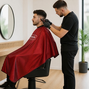 <span class=keywords><strong>Mantella</strong></span> Professionale da Barbiere Impermeabile per Taglio Capelli, per Uomo e <span class=keywords><strong>Donna</strong></span>, con Bordo Rosso e Nero - Product Image 1