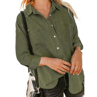 Chemises à col tailleur pour femmes tendance automne 2022, personnalisables, en gros, décontractées, grandes tailles, manches longues, chemisier pour femmes avec poche