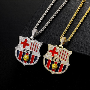 HUIYUE - Colgante de Fútbol de Cobre con Circonitas, Estilo Hip-Hop, Colorido, Estilo Drip, Medalla Conmemorativa - Product Image 3