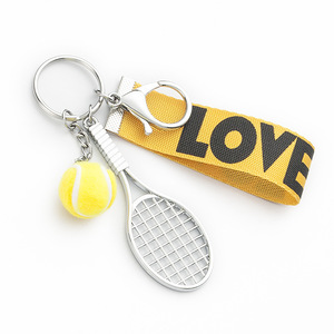 Llavero de metal personalizado para entrenador deportivo, con nombre, dije para bolso, <span class=keywords><strong>mini</strong></span> raqueta de pádel, pelota de tenis, verde, esponjoso - Product Image 5