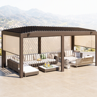 Pergola en aluminium réglable avec toit à lames orientables manuel, bioclimatique, pour la zone barbecue familiale dans la cour extérieure