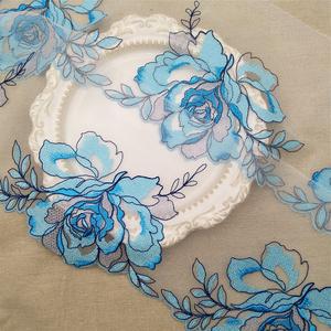 ผ้าปักลายดอกไม้ปักเลื่อมเมล็ด,ผ้าไนล่อนปักลายใบไม้สีโรสโกลด์สำหรับงานแต่งงาน - Product Image 2