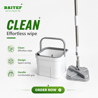 Nouvelle conception de balai serpillère plat avec seau à eau propre/sale séparée, auto-essorage mains libres, pour nettoyage facile des sols en carrelage et en bois