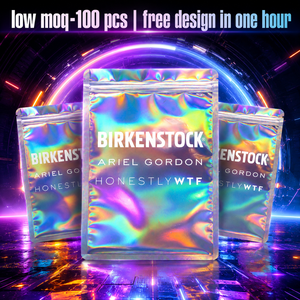 Custom Printed <strong>Holographic</strong> Mylar Bags Three Side Seal <strong>Packaging</strong> Pouch With Zipper and Clear Window - Product Image 1