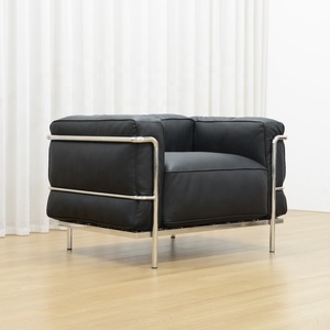 Ghế đơn hiện đại với thiết kế tối giản Khung kim loại vuông và ghế da giả cho khách sạn gia đình hoặc bệnh viện sử dụng - Product Image 1