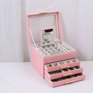 Nueva Caja de Joyería Cuadrada de Cuero de Tres Capas con Cierre de Cremallera, Cojín de Terciopelo, Color Personalizado, Organizador de Almacenamiento de Gran Tamaño - Product Image 5