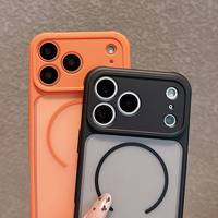 Coque de téléphone magnétique TPU+PC avec protection d'appareil photo, finition mate effet givré, accessoires mobiles pour iPhone 17 Pro 16E 15, MOQ 500