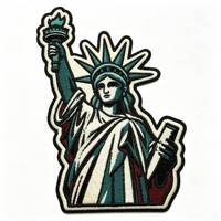 Prêt à expédier : Patch Statue de la Liberté brodé 3D, thermocollant et à coudre, badges ronds appliqués pour vestes, sacs à dos, casquettes