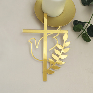 Adorno de Pastel de <span class=keywords><strong>Primera</strong></span> Comunión de Acrílico Espejo al por Mayor, Cruz Dorada, Adorno de Pastel de Bautizo, Decoraciones <span class=keywords><strong>para</strong></span> Fiestas - Product Image 5