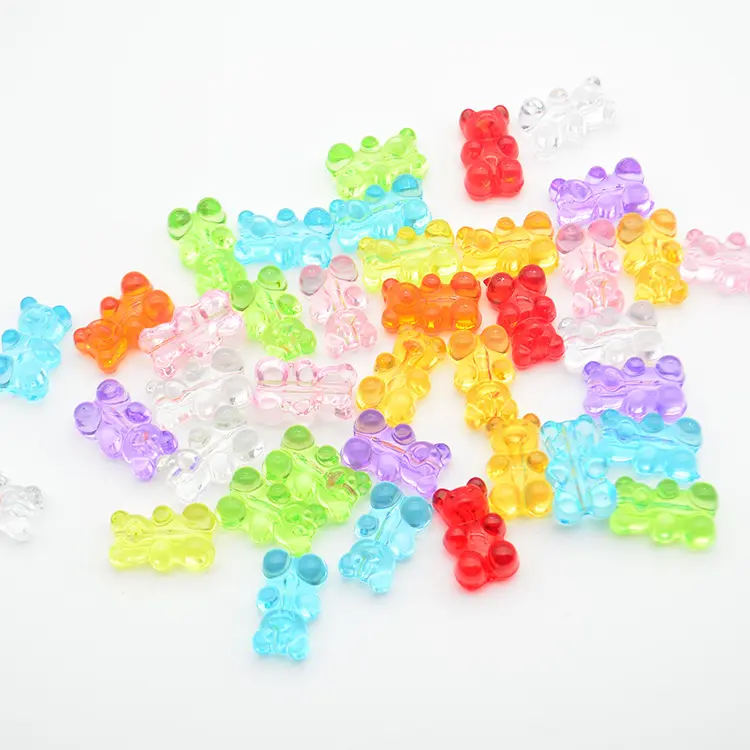 Soji bán buôn 500 gam/gói Màu sắc hỗn hợp dễ thương rõ ràng Gummy Bear Charms Acrylic hạt nhựa đối với trang sức làm thủ công mỹ nghệ tự làm