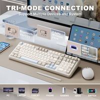 Clavier mécanique sans fil OEM ODM B98 PRO 96, beige, avec interrupteurs Milk Switch, QMKVIA, pavé numérique, design à double bouton, interrupteurs pré-lubrifiés crémeux