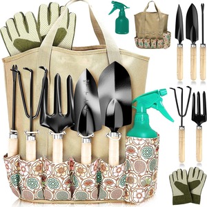 Ensemble d'outils de jardin avec manche en bois, kit de désherbage et de plantation en acier inoxydable pour une utilisation en jardinage extérieur - Product Image 1