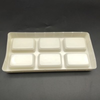 Boîte intérieure en plastique alimentaire jetable blanche à 6 compartiments carrés, personnalisable, pour biscuits et pâtisseries