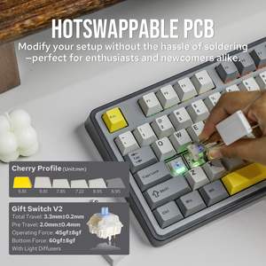 AJAZZ AK980 Interruptor de regalo V2 (Fábrica Negro-Gris-Amarillo) Tri-modo con pantalla OLED RGB Teclado mecánico DIY - Product Image 3