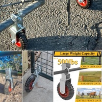 Roue de support de portail de 6/8 pouces pour portail battant à maillons, roulettes en caoutchouc massif avec boulons en U pour portails de clôture agricole à tube rond