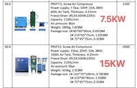 Compresseur d'air à vis rotatif silencieux 600L 7,5KW Industriel 10HP 20HP 30HP 8Bar Sécheur Réservoir Portable Compresseur à vis lubrifié