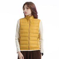 Gilet léger sans manches à col montant en velours de canard blanc DJ-P0428 pour le printemps et l'automne