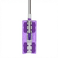 Serpillère plate rotative télescopique en acier inoxydable à absorption rapide, séchage rapide, mains libres, en microfibre pliable pour usage domestique