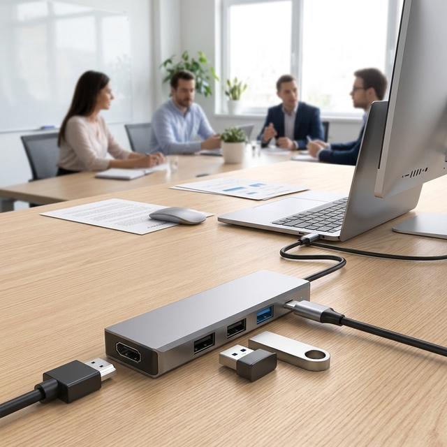 Multi-Function 5-in-1 Type C Hub with USB 3.0 High-Speed Dual USB 2.0 Ports 4K 60HZ PD100W Charger Aluminum Alloy in Stock