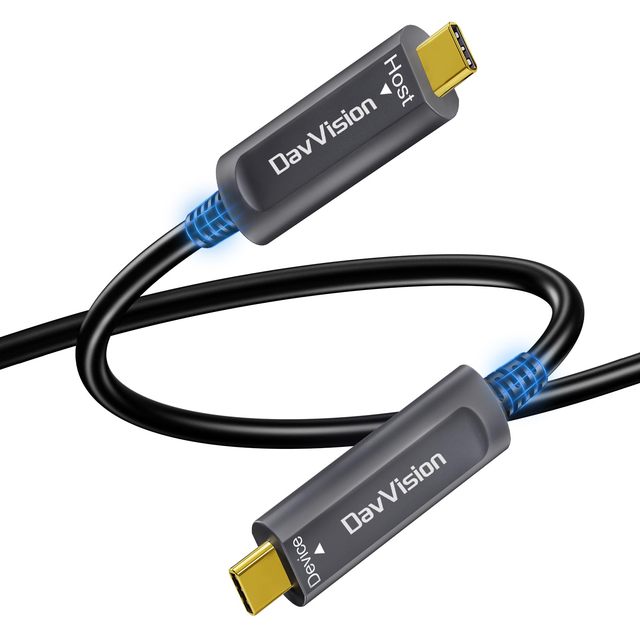 OEM ODM USB C Fiber Optic Cable 33 FT 10Gbps USB 32 Gen2 Active USB C Cable with German SiliconLine Chip Ultra Slim Long Distanc