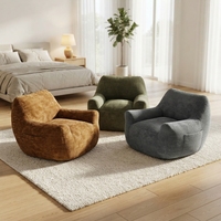 Fauteuil pouf moderne en velours côtelé, compressé sous vide, en mousse, pour salon et chambre à coucher