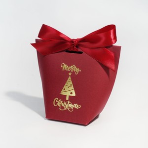 Luxury Gold Foil Logo Printed Christmas Festival Present Packaging Gift Bag <b>Small</b> <b>Shopping</b> Paper Bag with Ribbon Bowknot - Product Image 4