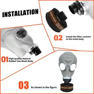 Masker Gas JM1 karet dapat dipakai ulang kustom masker <span class=keywords><strong>respirator</strong></span> Anti beracun 40mm dengan tangki Filter karbon aktif - Product Image 3