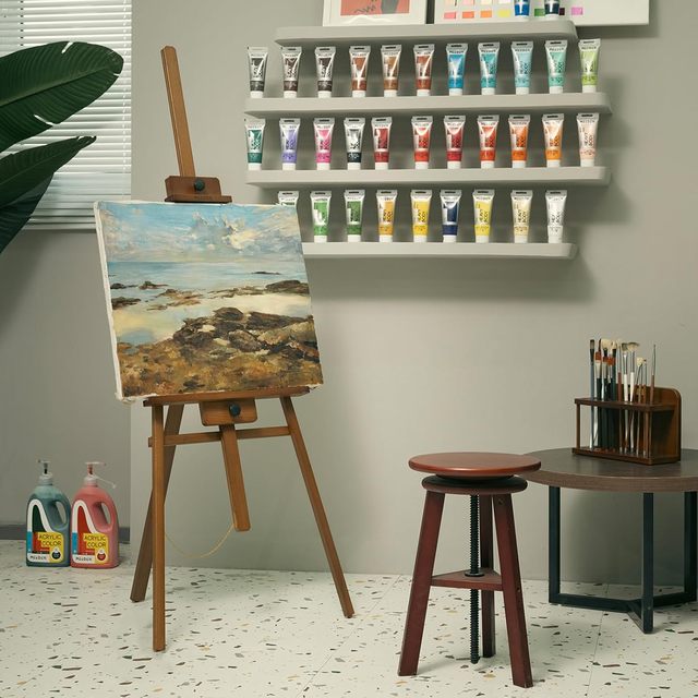 Stand for Painting: Solid Beech Wooden Shelf Holds Adult Studio - Adjustable Artist Painting