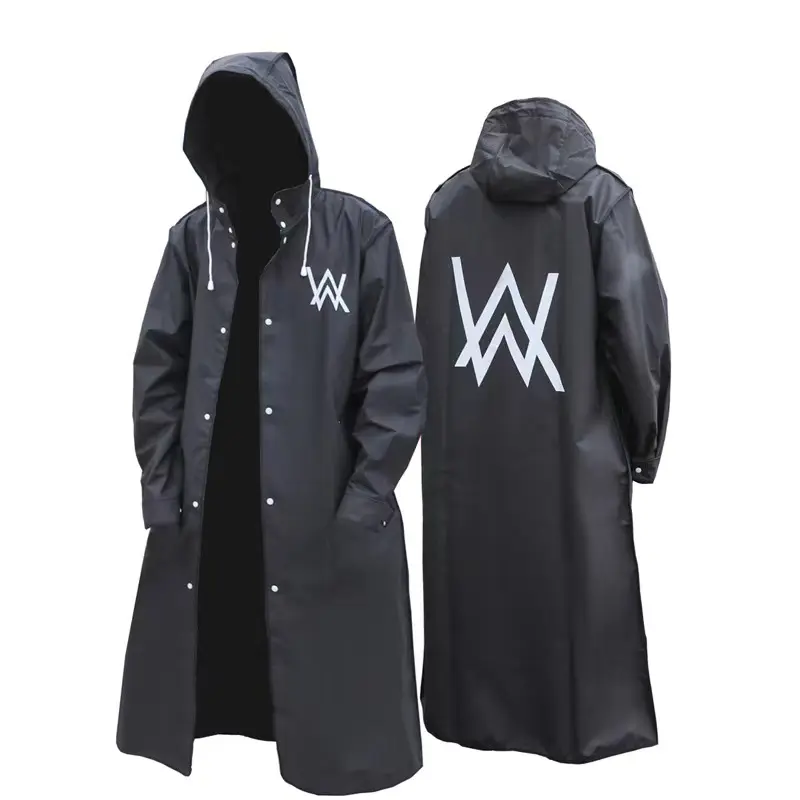 hot selling 2024 fashion custom print Adult waterproof rain coat jacket women Hiking EVA Black Raincoat for Men