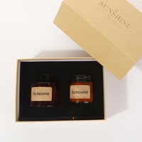 Bouteille en verre de diffuseur d'arôme de roseau en ambre clair de luxe vide de 100ml et boîte personnalisée avec couvercles en aluminium
