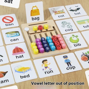 Jouets en bois interactif Alphabet mot jeu de Table pour 3 ans enfants éducation précoce conseil jouet pour Parent enfant voyelle lettre Puzzle - Product Image 2