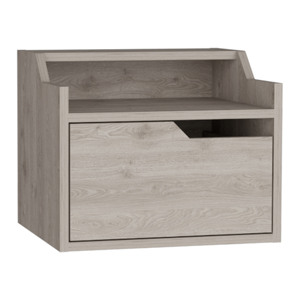 Winchester <b>Floating</b> Nightstand Light Gray Modern Dual Tier With Drawer Storage For Bedroom - Product Image 3