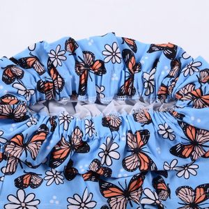 Vestido Corto Informal de Punto con Estampado Floral para Niña Pequeña, Cintura Elástica, Poliéster/Algodón, Secado Rápido - Product Image 5