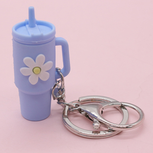 QYS <b>Mini</b> PVC Tumbler Cup Keychain Cute Flower Bag Charm Lightweight Plastic Key Ring <b>Backpack</b> Pendant Gift - Product Image 5