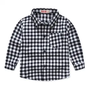 High Quality Kid Boys Clothing Soft Cotton Children Check Shirt Fancy Print Long Sleeve Boys Plaid Shirt