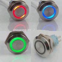Interrupteur led bouton-poussoir avec lumière bleue, 12v, CMP, 22mm, en métal, pièces